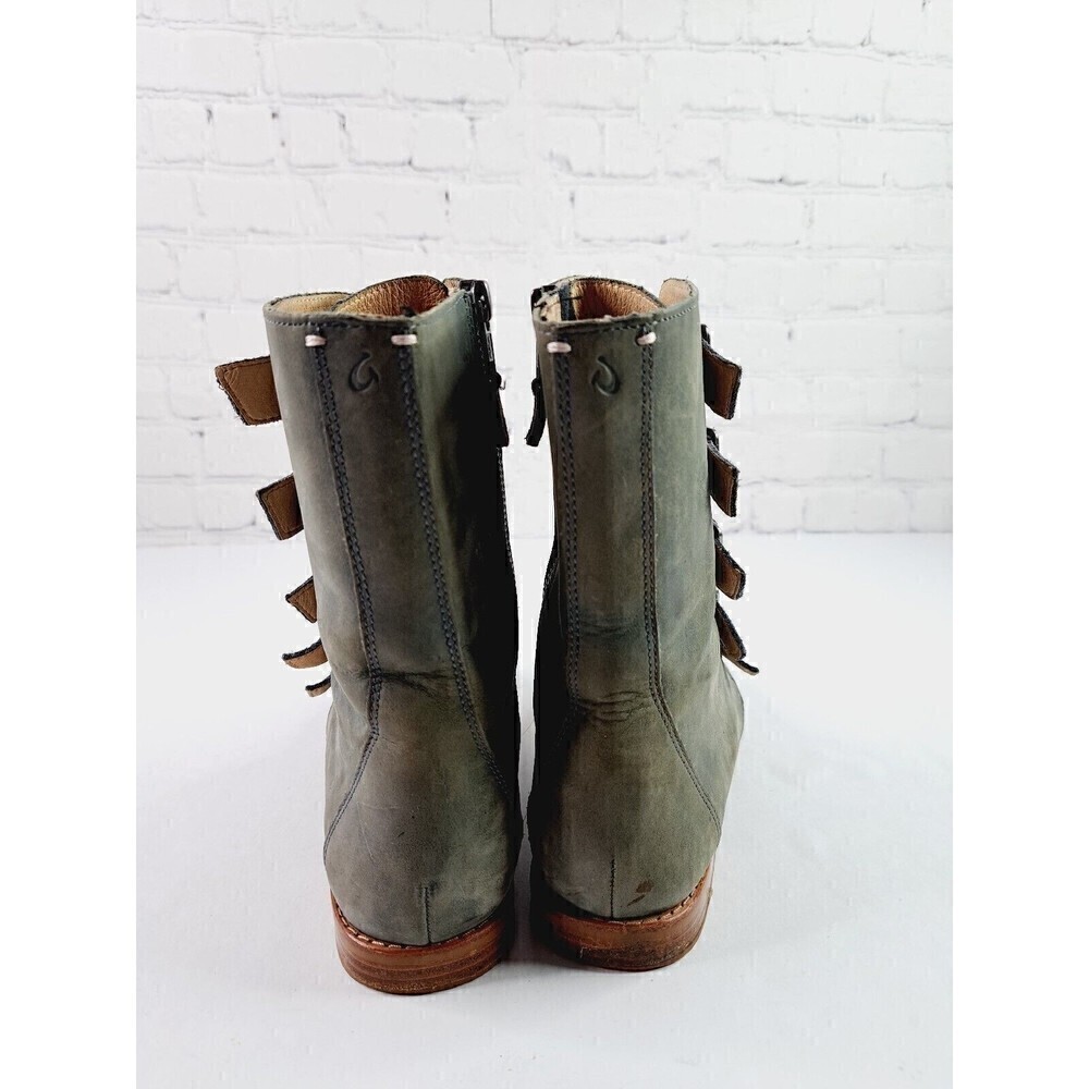 Olukai~ Elima Green Suede Ankle Boots~ Buckle~ Excellent~ Women’s Size 7 - Picture 4 of 7